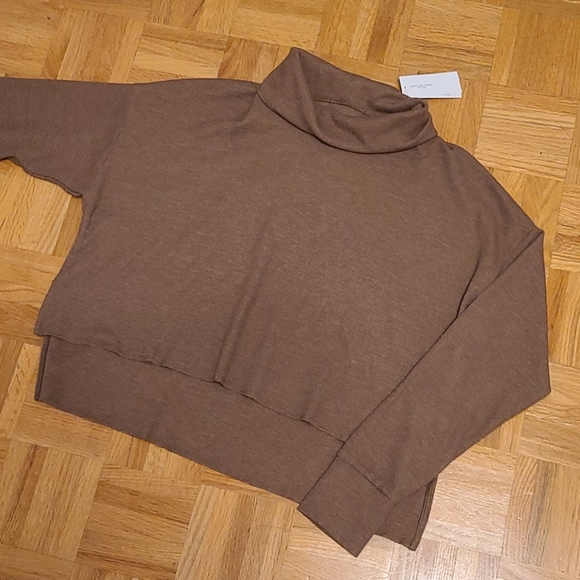 AE hi lo cowl neck waffle sweater